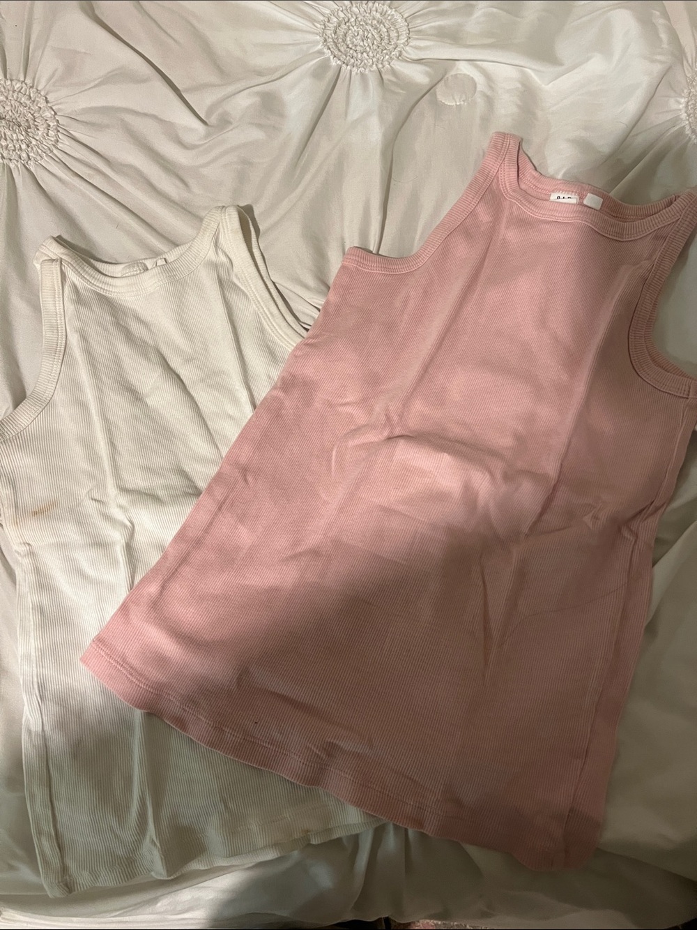 GAP kids Ribbed Tank Tops — Pink & Cream Pair
